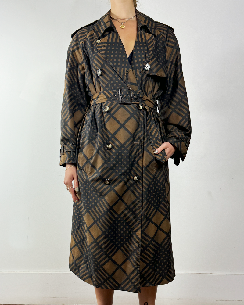 Vintage YSL Checkered Trench Coat - Main