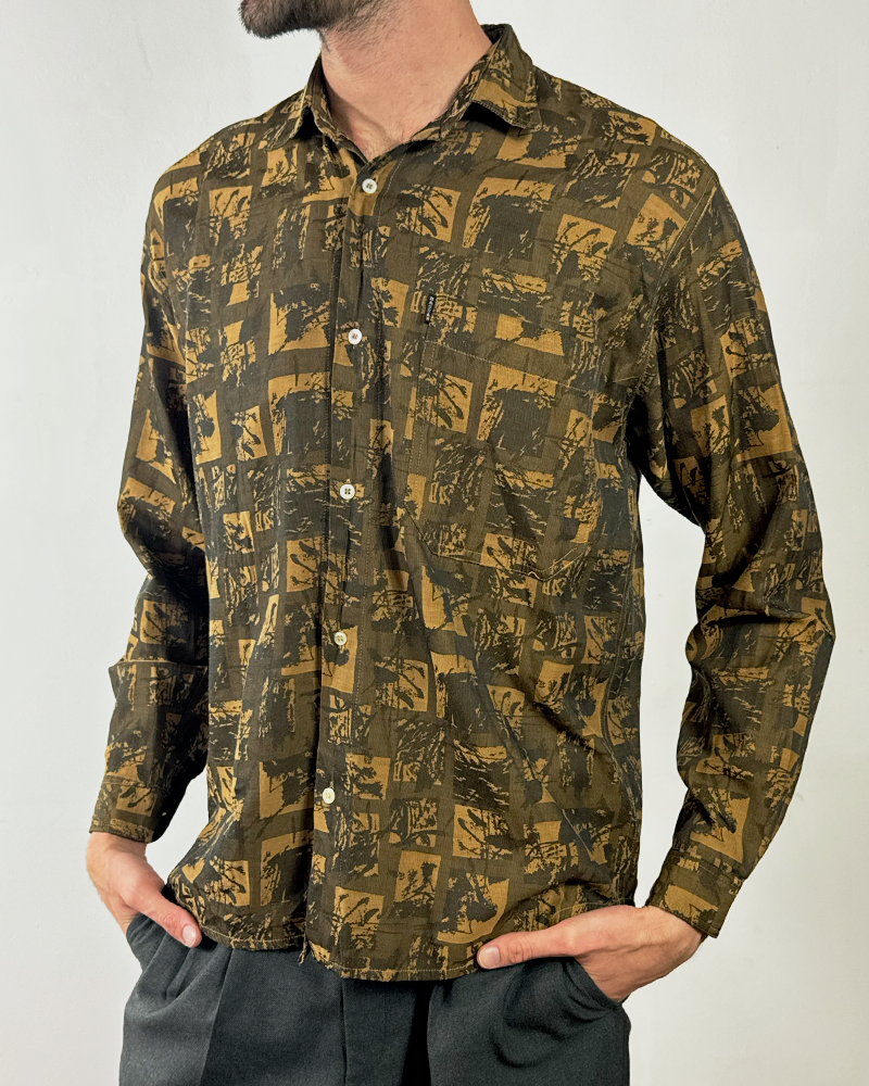 Brown Wood Silk Shirt - Main
