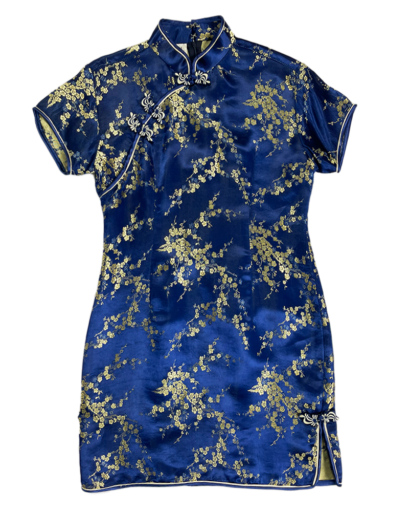 Midnight Blue Oriental Mini Dress - Main