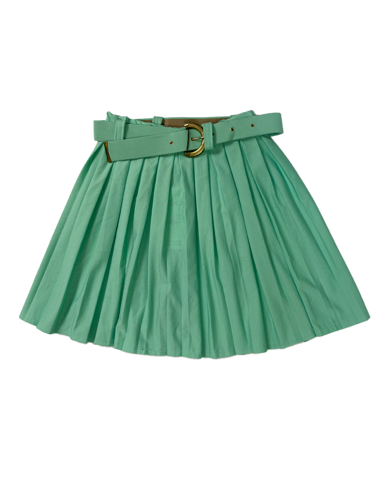 Tiffany's Blue Pleaded Mini Skirt - Main
