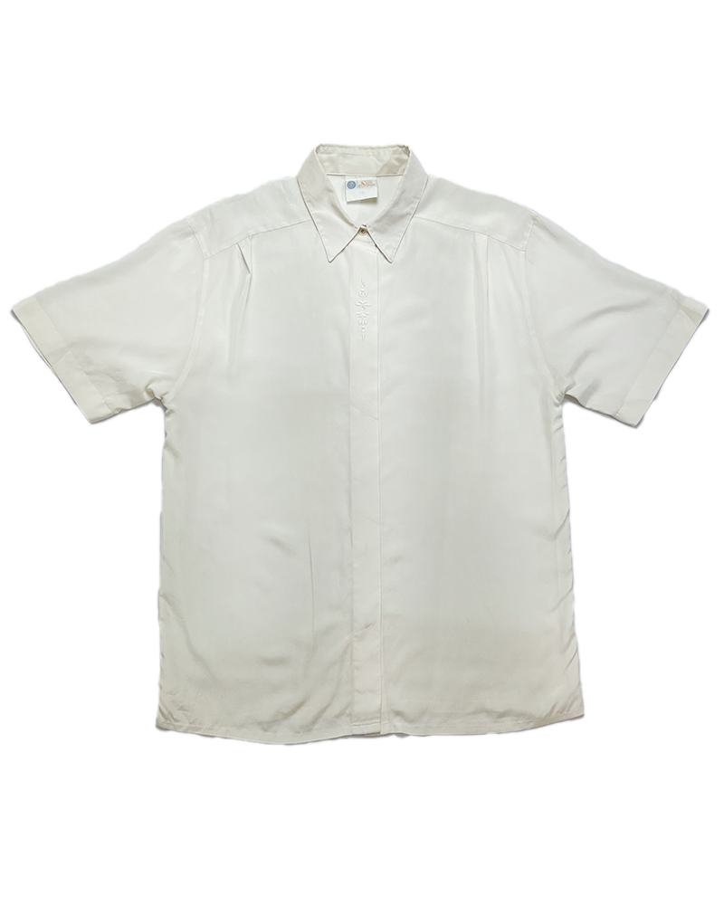 Ornamental Details White Silk Shirt - Main