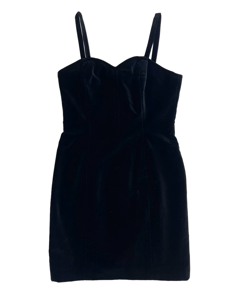 Madonna Black Velvet Dress - Main