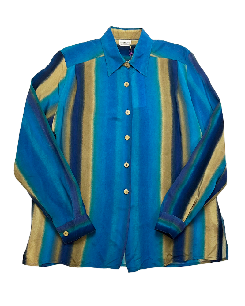 Deep Blue Shades Silk Shirt - Main