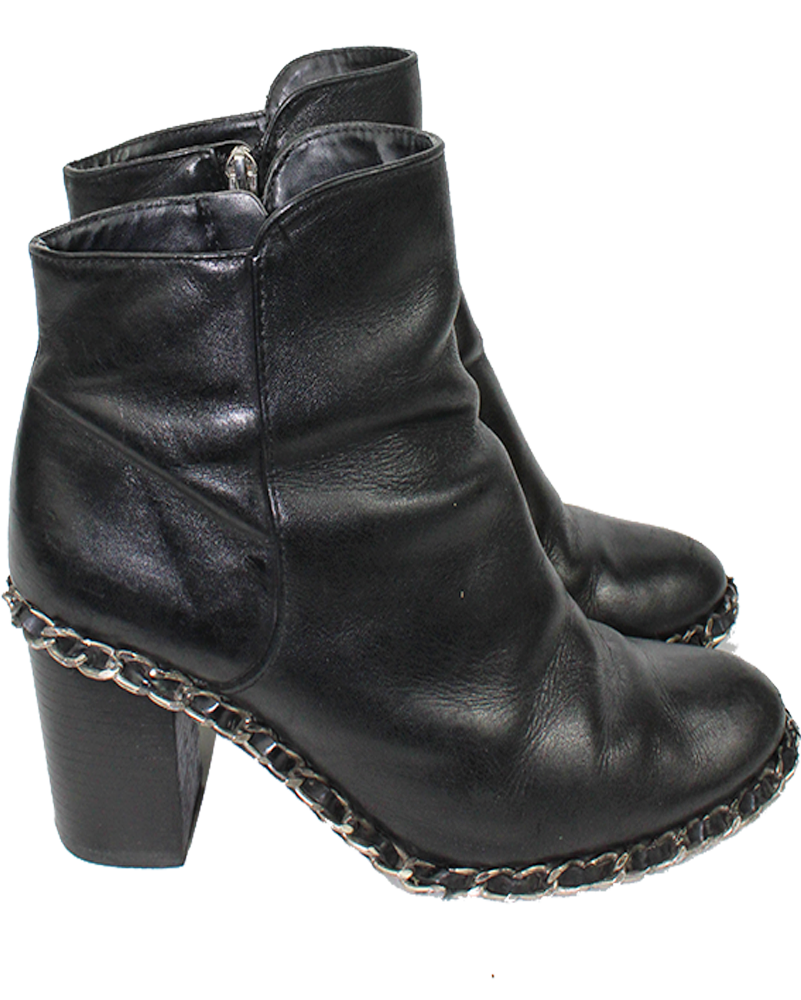 Chain Black Boots - Main