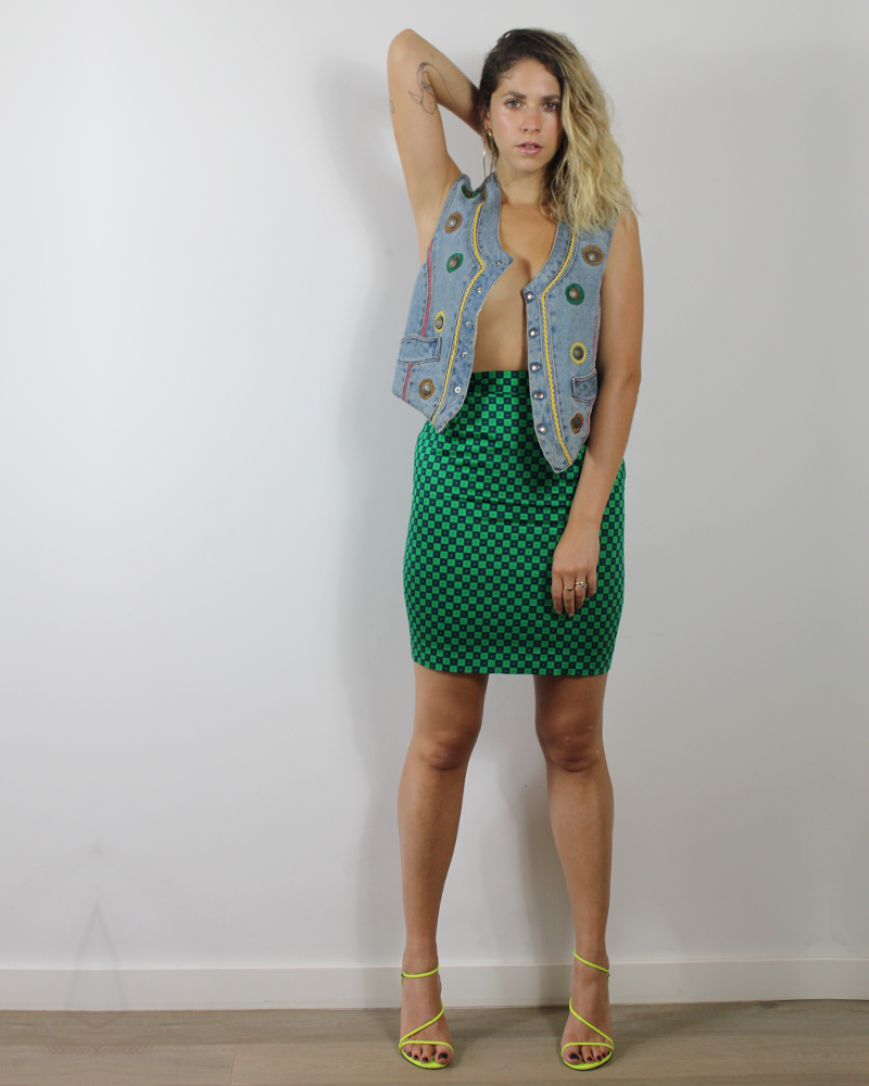 Green Chess Lady Skirt - Body Shot