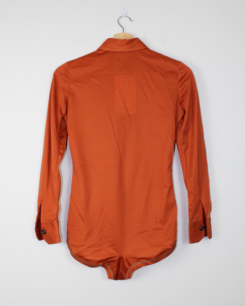 70's Orange Longsleeve BodySuit - Detailed View