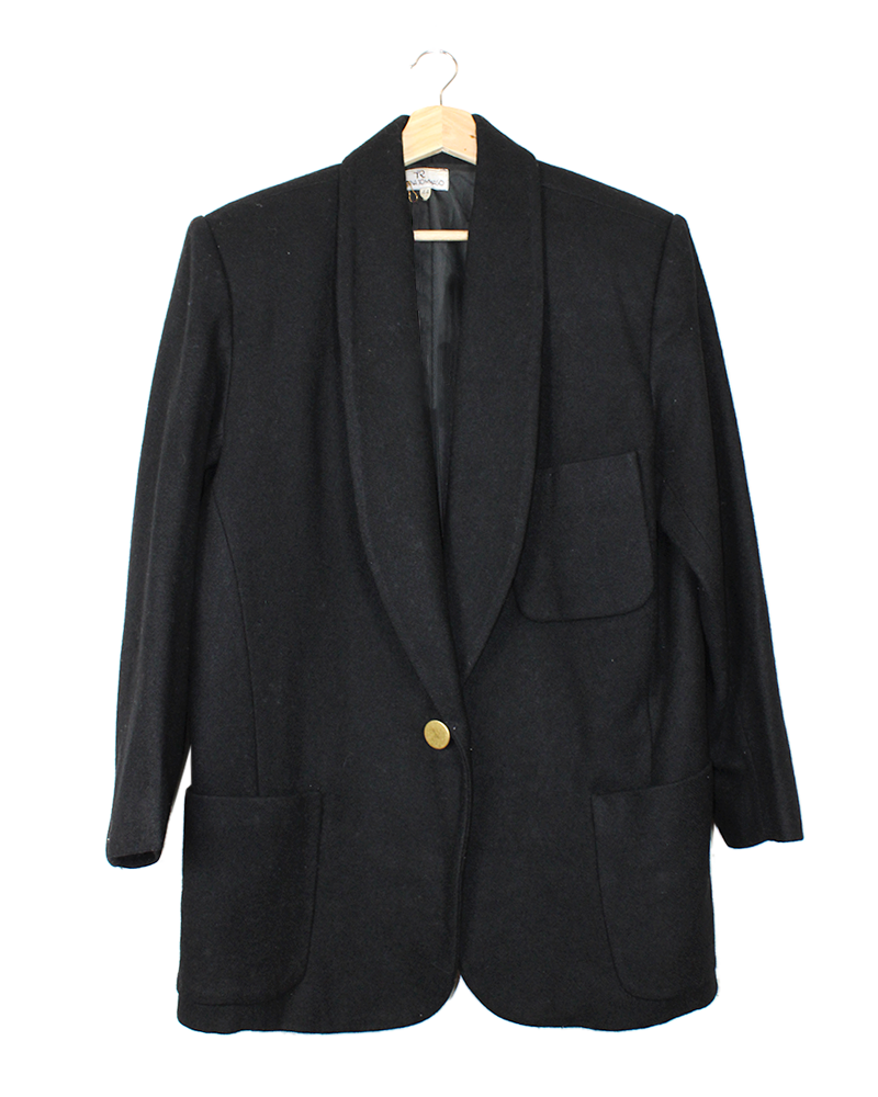 Modern Wool Black Blazer Coat - Main