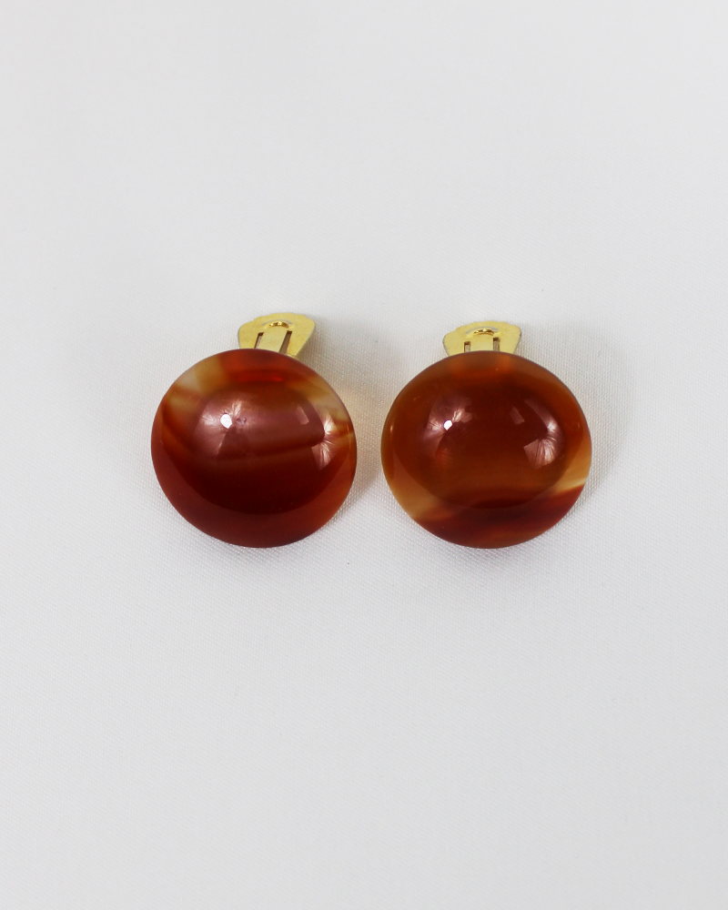 Orange Marbled Cirular Earrings - Main