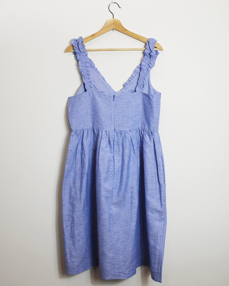 Sky Blue with Ruffled Straps Dress - Back shot