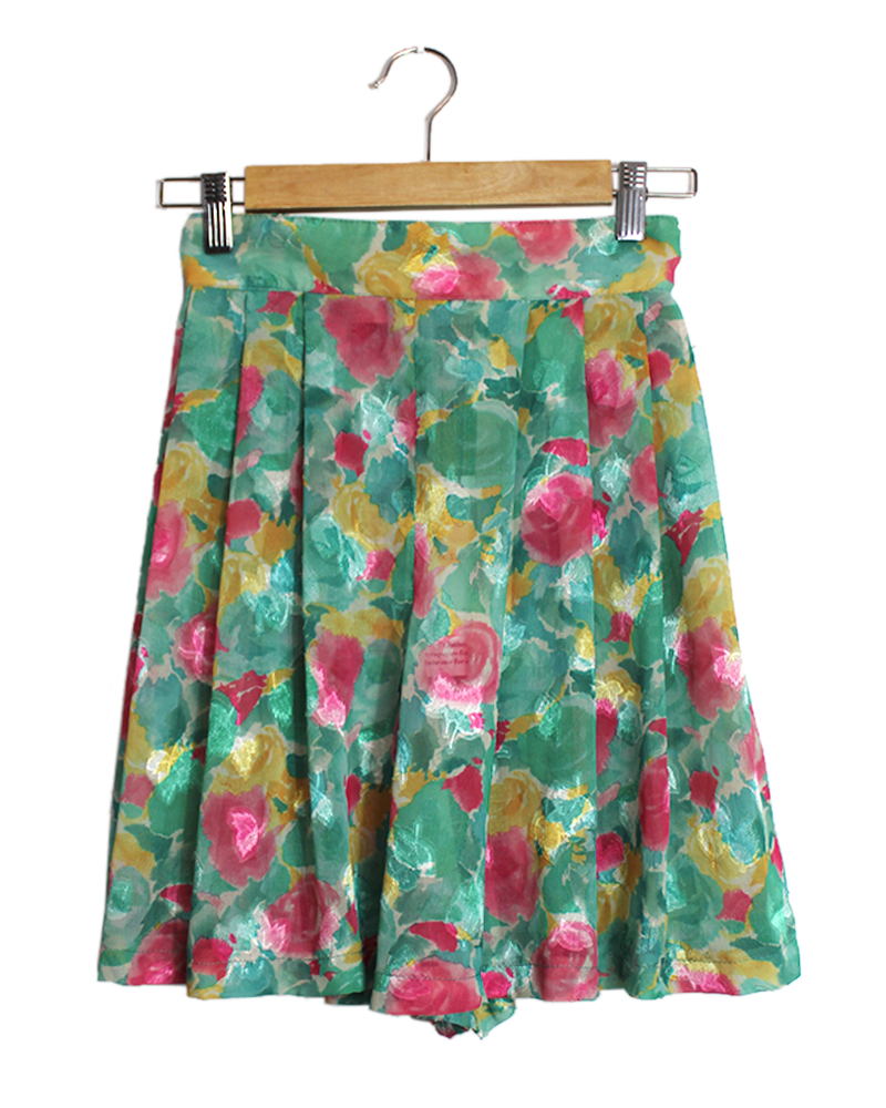 Floral Shinny Transpartent Shorts/Skirt - Main