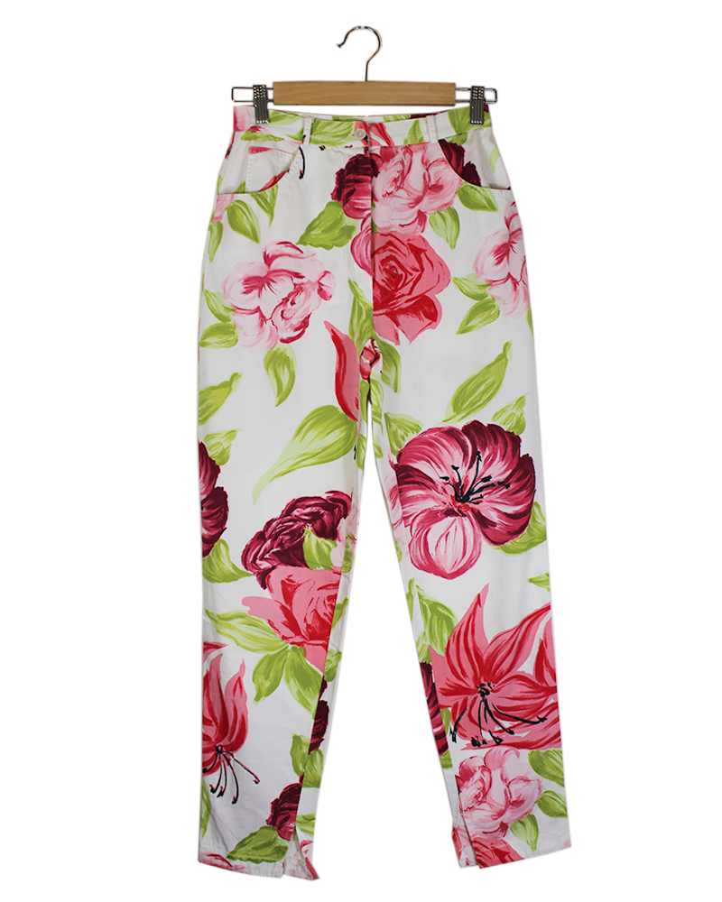 Blue Marine Red Roses Trousers - Main