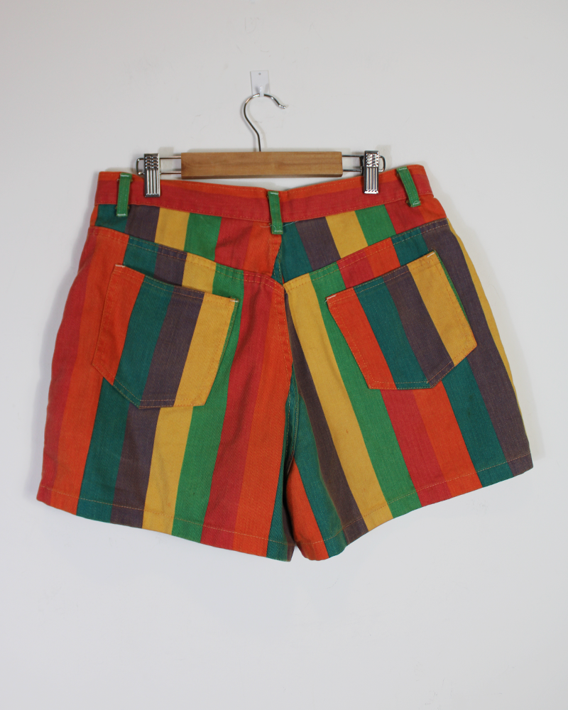 Striped rainbow Denim Shorts - Detailed view