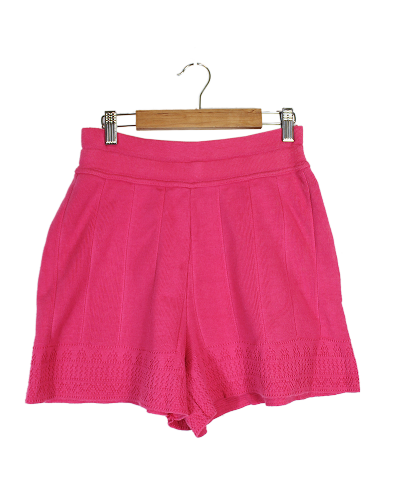 Bright Pink Knit Shorts - Main