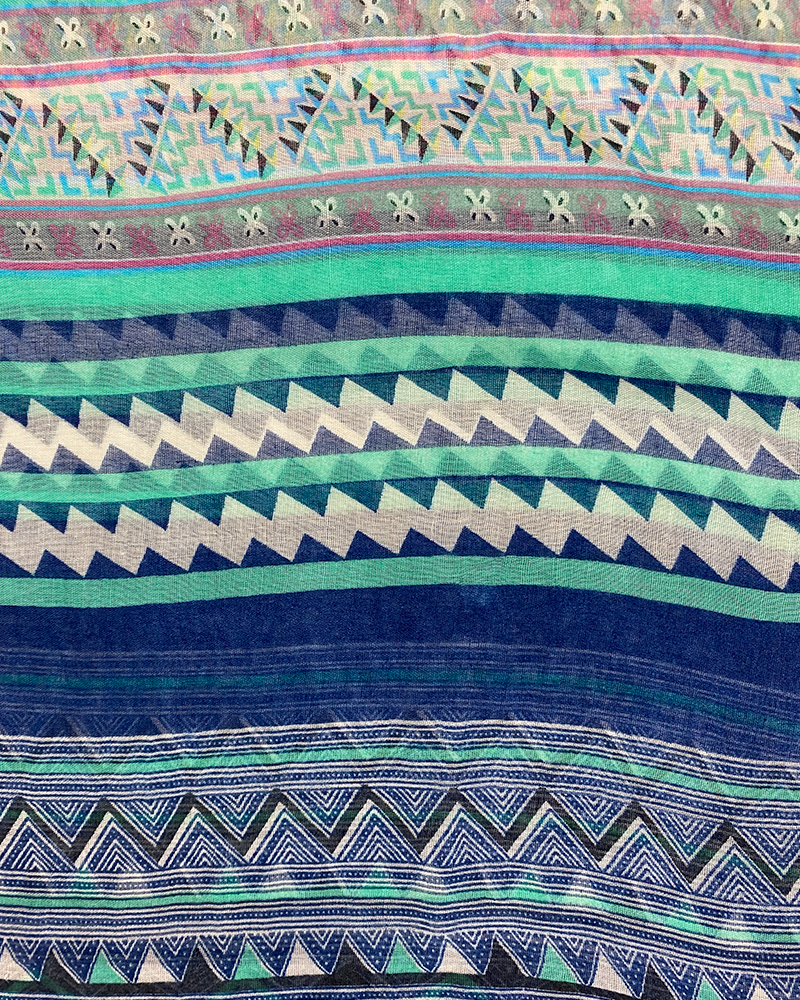 Blue Tones Tribal Scarf - Detailed view