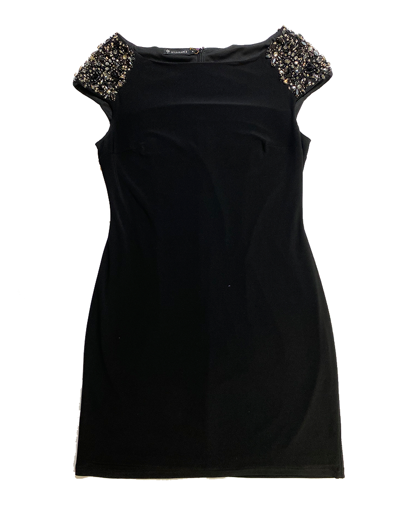 Powerful Shoulders Black Dress - Main
