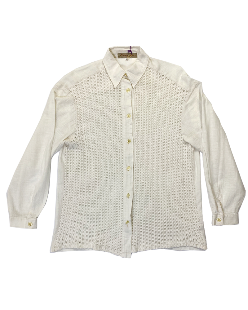 White Crochet Cotton Shirt - Main