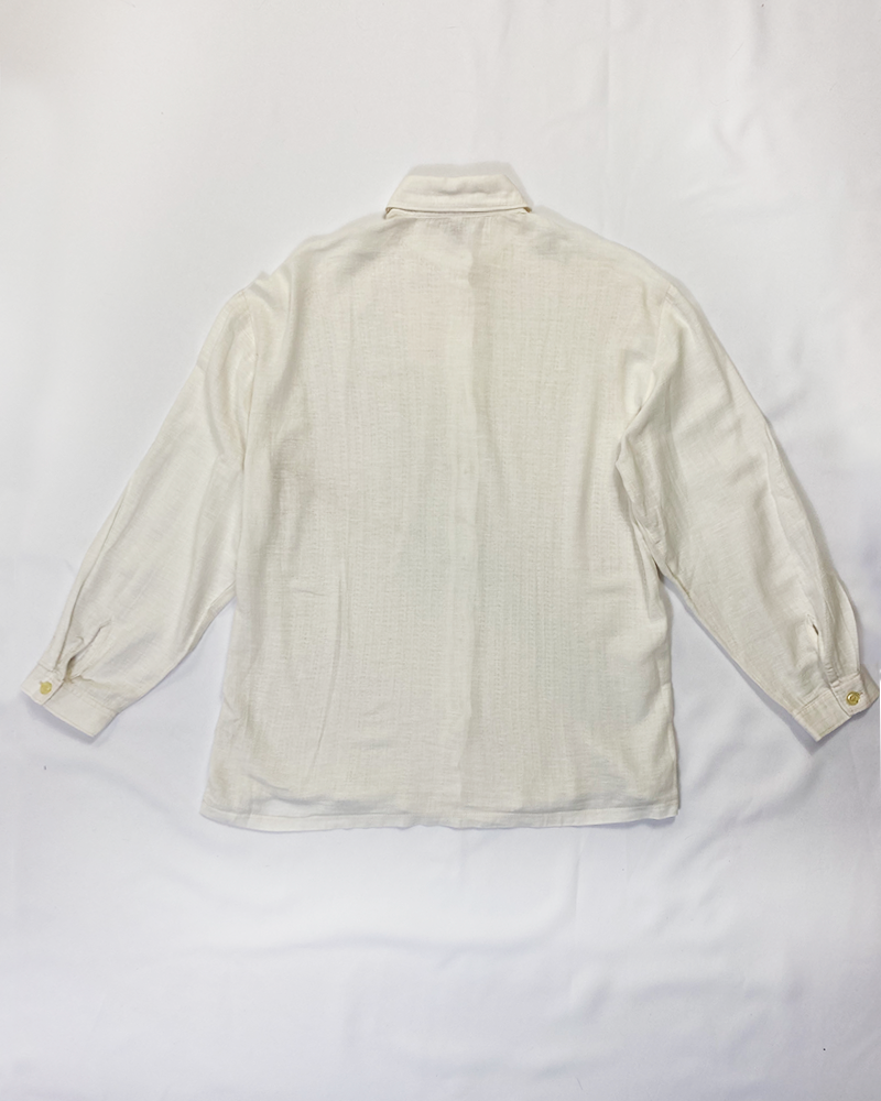 White Crochet Cotton Shirt - Detailed view
