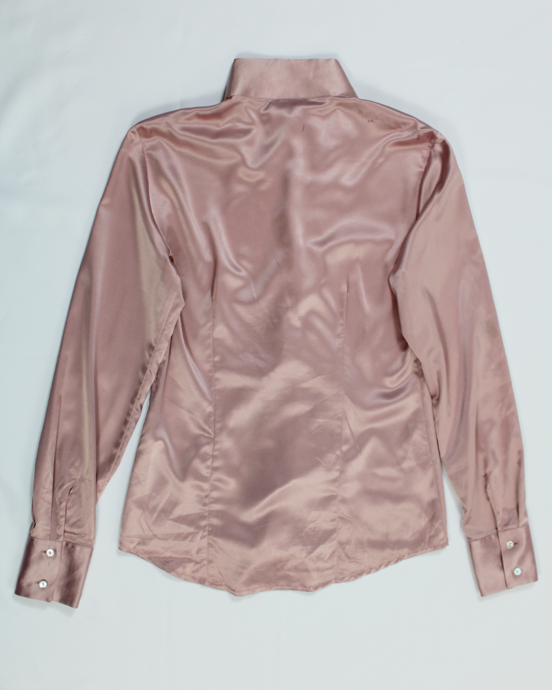 Blush Pink Satin Ruffled Shirt - Detailed view
