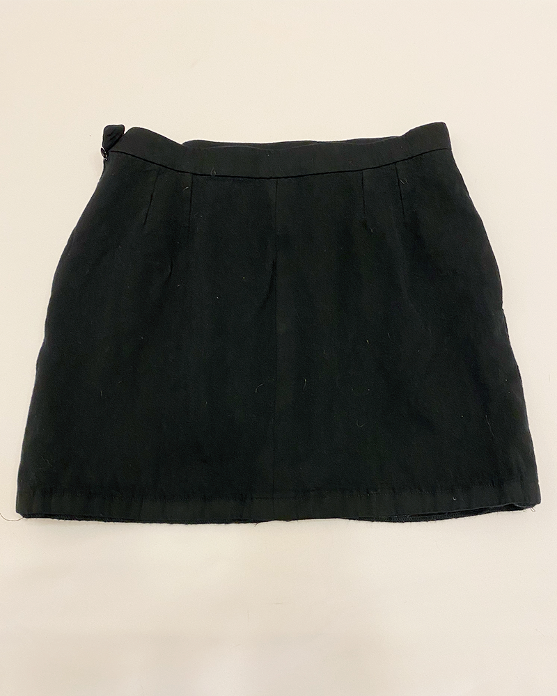 Vintage YSL Black Wool Skirt - Detailed View