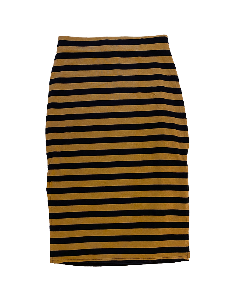 Black and Brown Striped Midi Skirt - Main