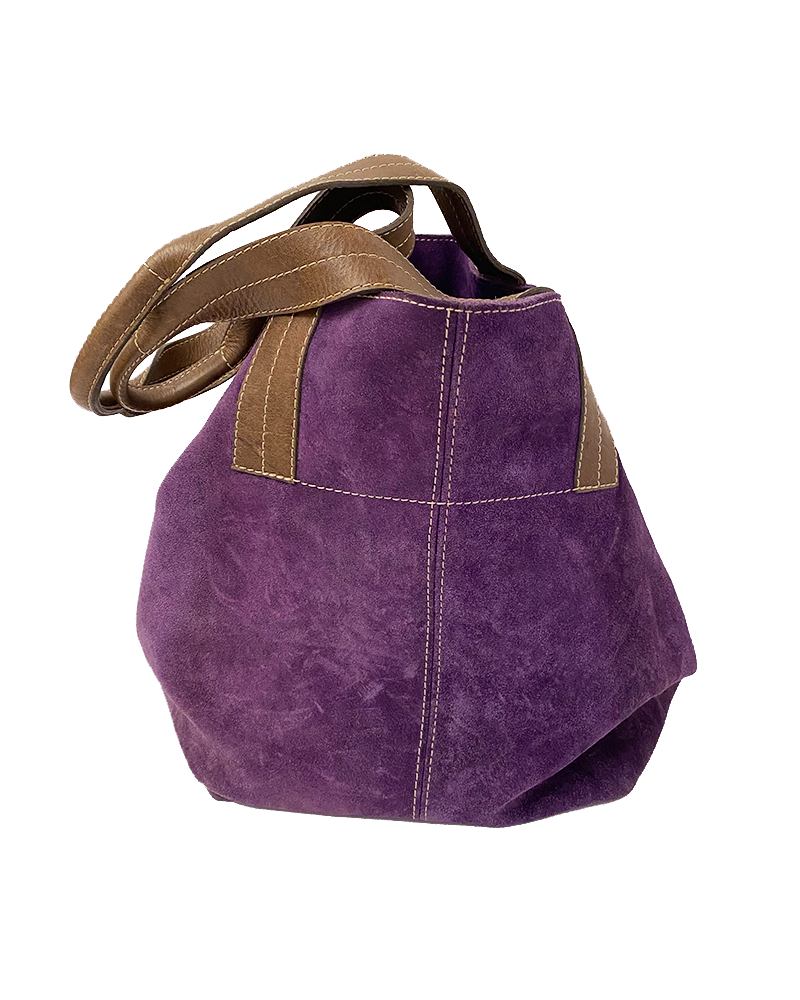 Vintage Purple Suede Hobo Bag - Main