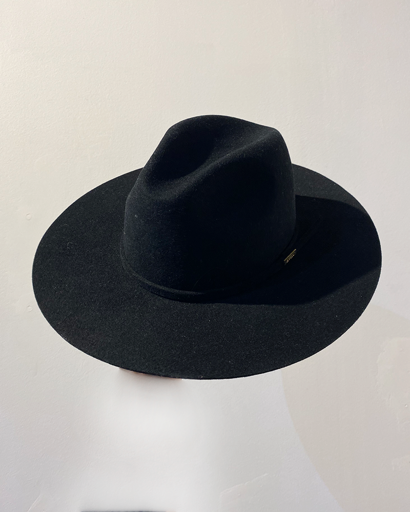 Black Felt Boho Fedora Hat - Detailed View