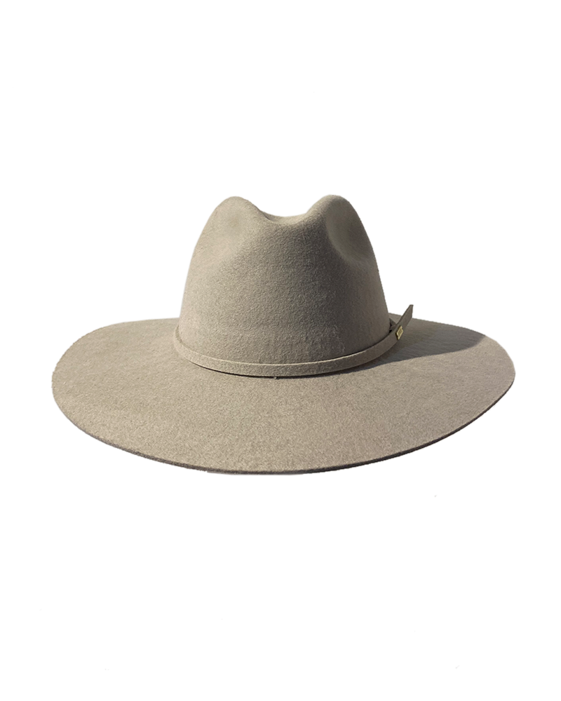 Grey Felt Boho Fedora Hat - Detailed View