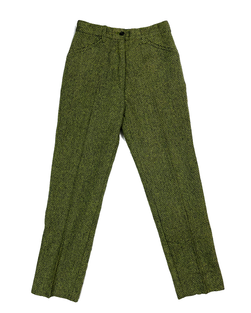 Green on Green ZigZag Wool Pants - Main