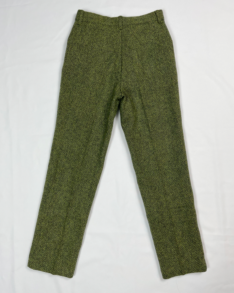 Green on Green ZigZag Wool Pants - Detailed View