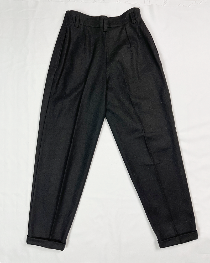 Power Boss Black Wool Trousers - Detailed View