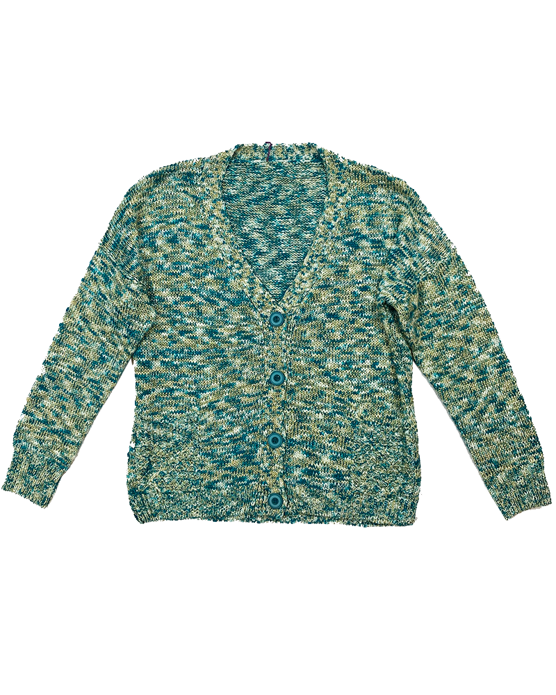 Golden Turquoise Knit Cardigan - Main