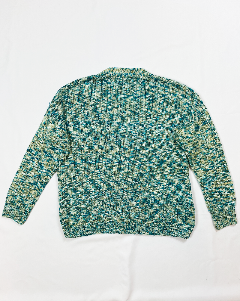 Golden Turquoise Knit Cardigan - Detailed View