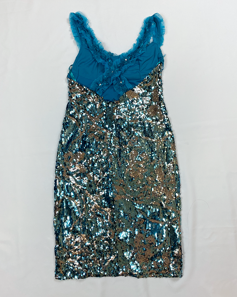 Miss Tuquoise Sequins Dress - Detailed View