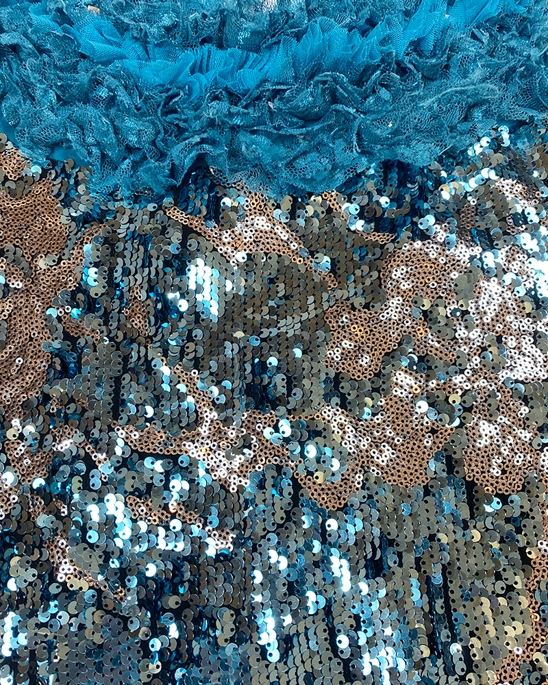 Miss Tuquoise Sequins Dress - Detailed View