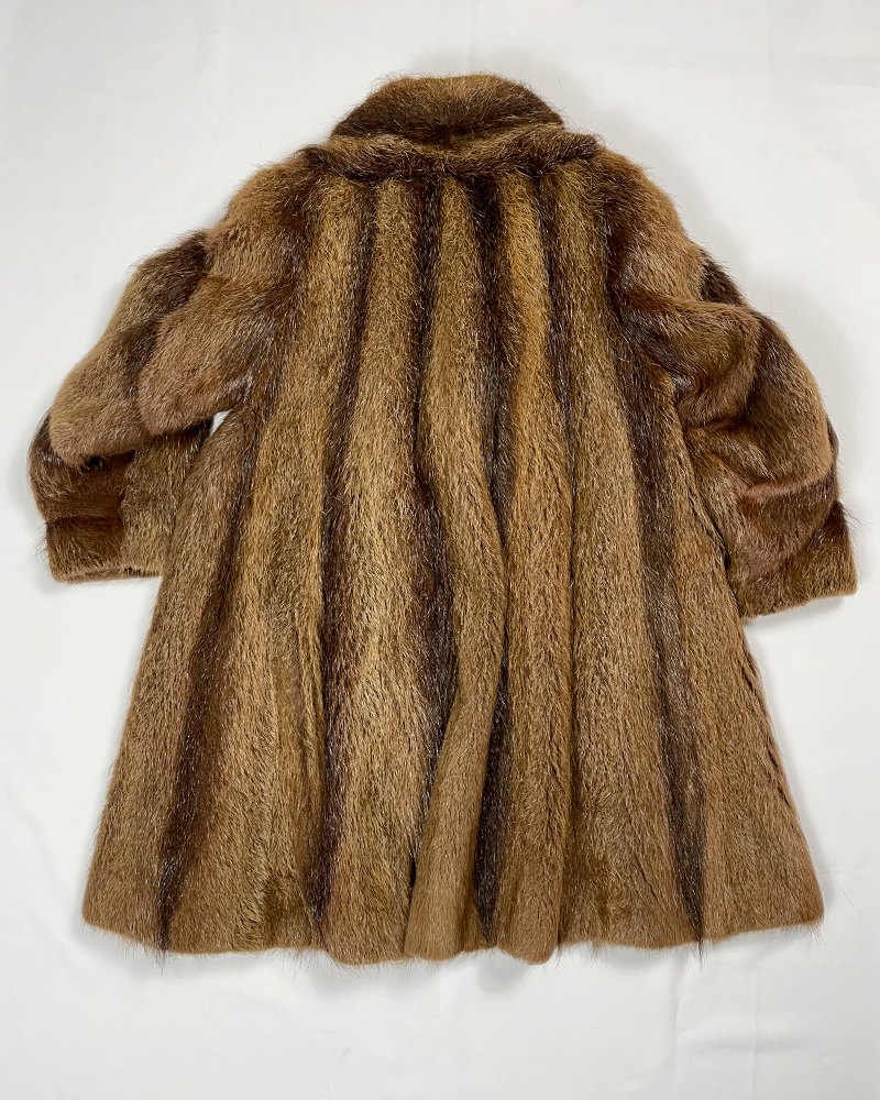 Vintage Real Brown Fur Coat - Detailed View