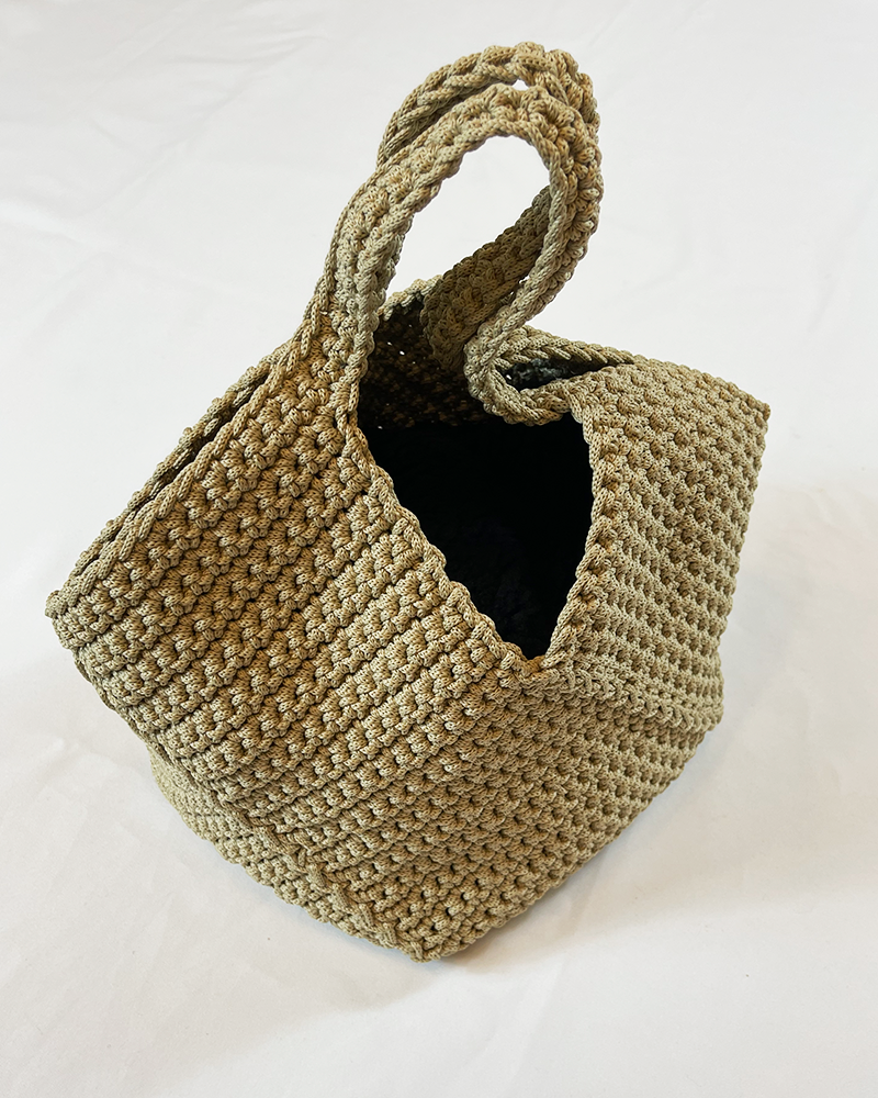 Cream Crochet Shopping Bag - Detailed View