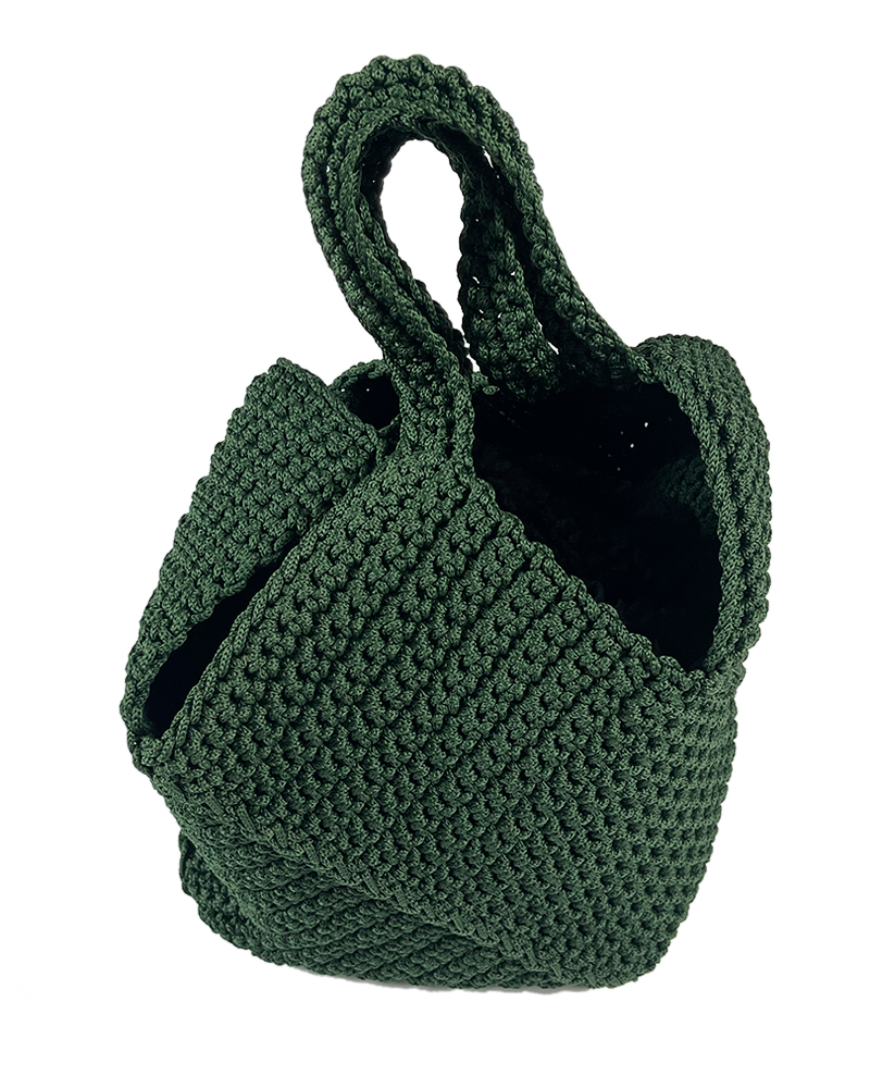 Military Green Crochet Shopping Bag - Main