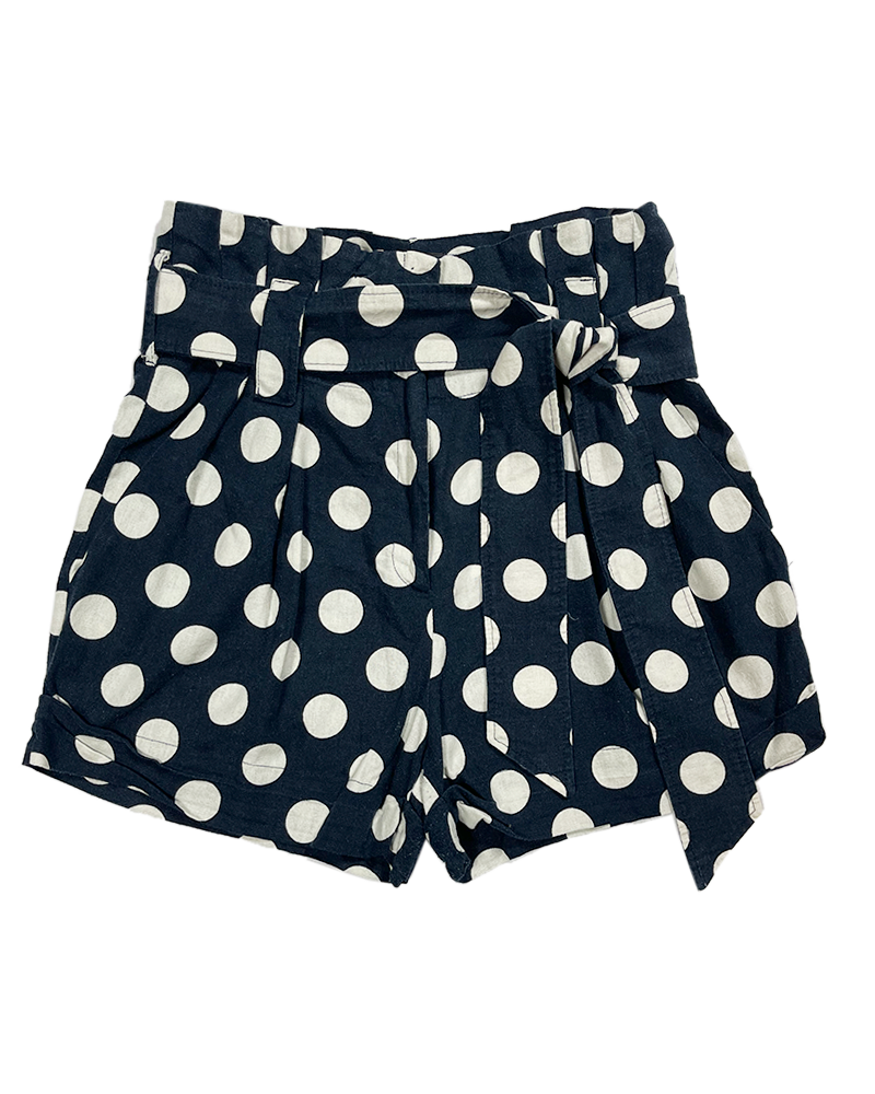 Polka Dots Navy Linen Shorts - Main