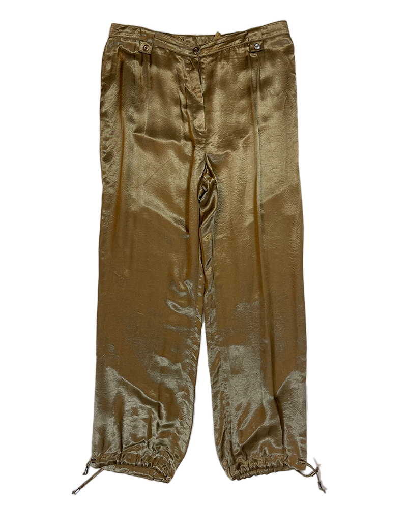 Golden Satin Cargo Pants - Main