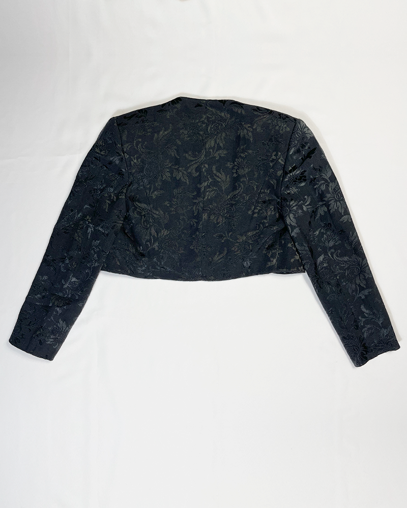 Black Renaissance Jacquard Crop Jacket - Detailed View