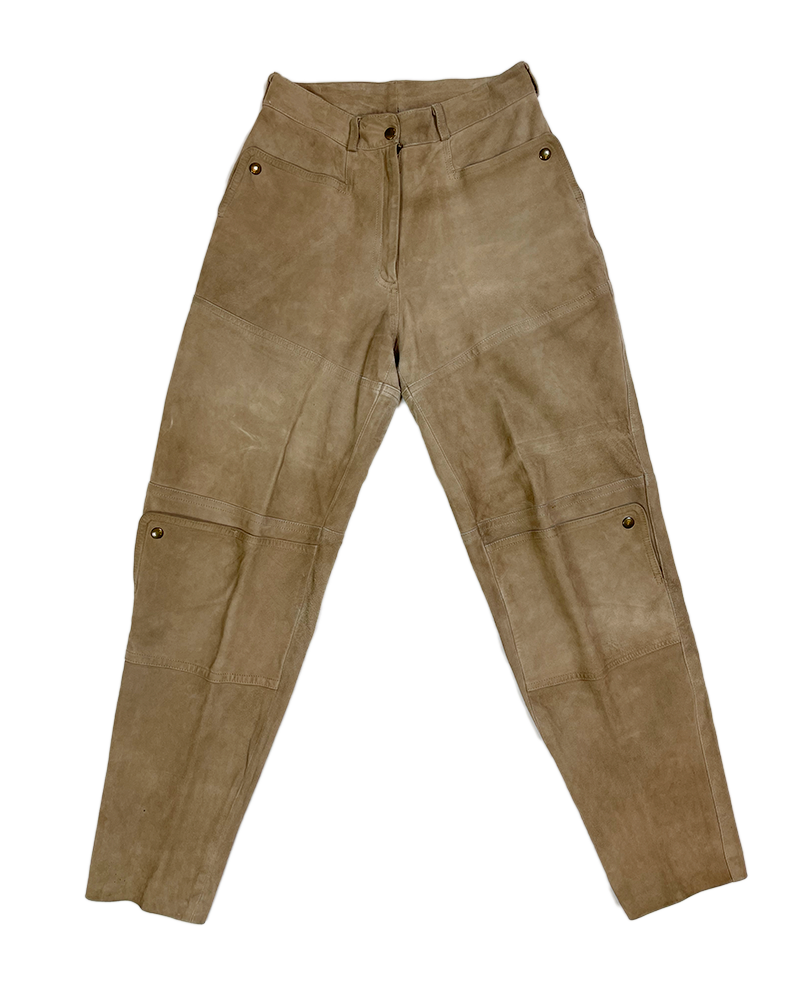 Cargo Beige Leather Pants - Main
