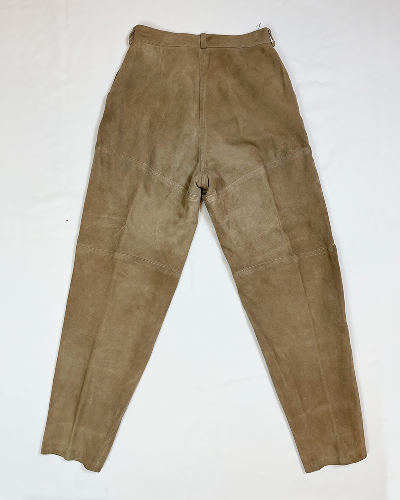 Cargo Beige Leather Pants - Detailed View