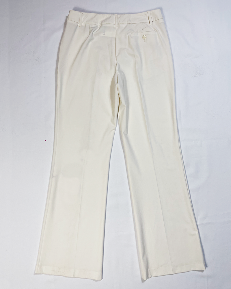 White 2000s Flare Pants - Detailed View