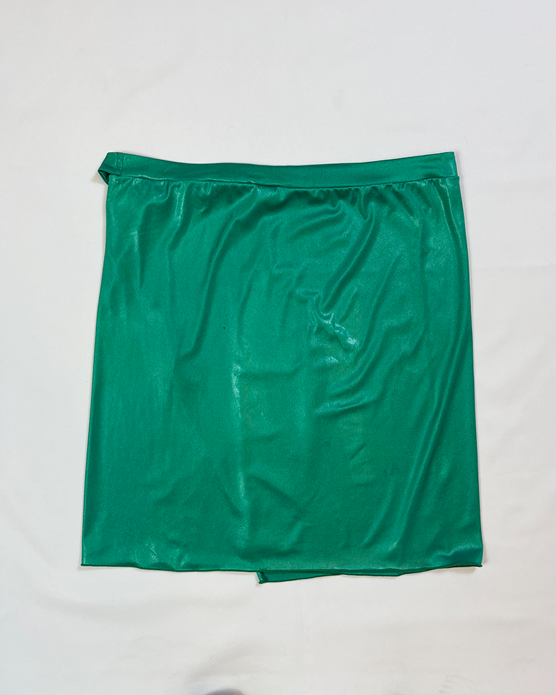 Alberta Ferretti Green Lycra Wrap Skirt - Detailed View