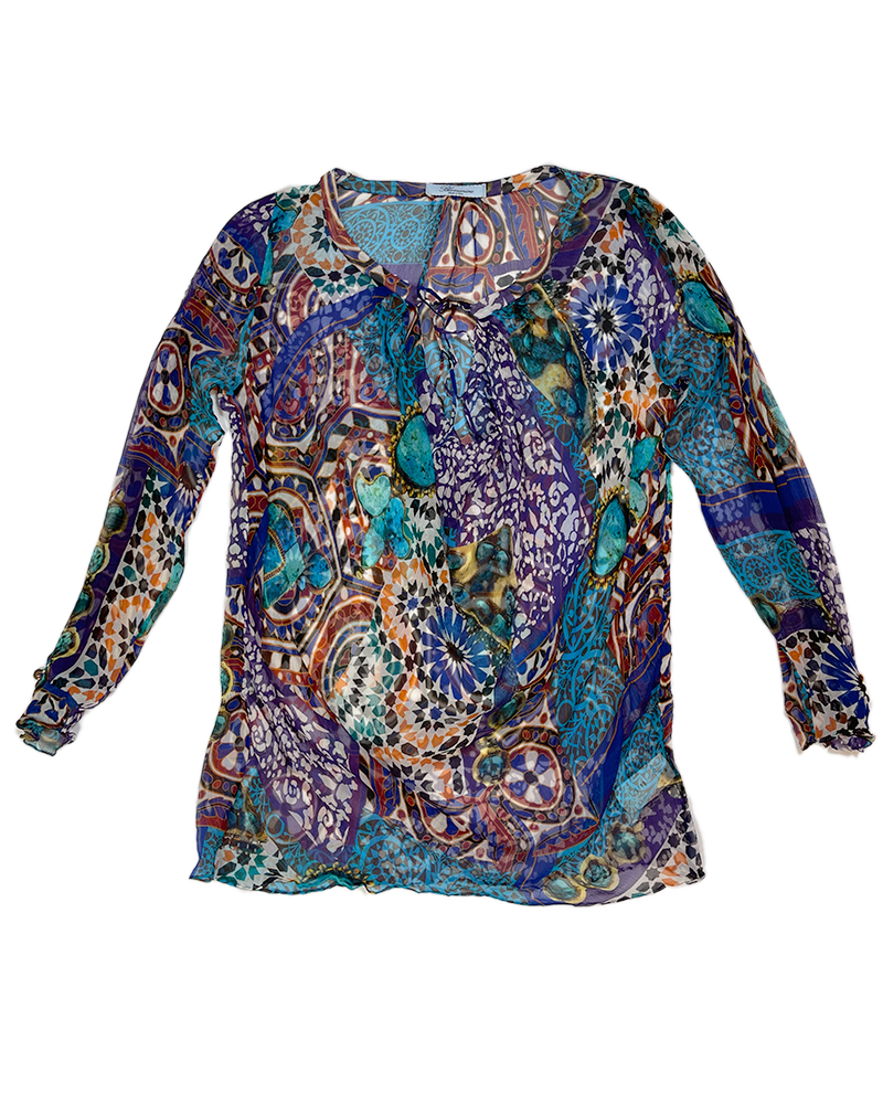Blumarine Colorful Tiles Silk Shirt - Main