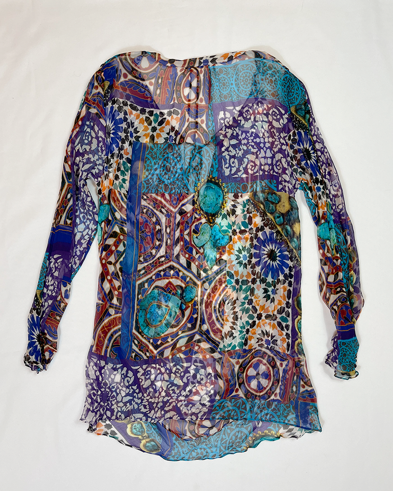 Blumarine Colorful Tiles Silk Shirt - Detailed View