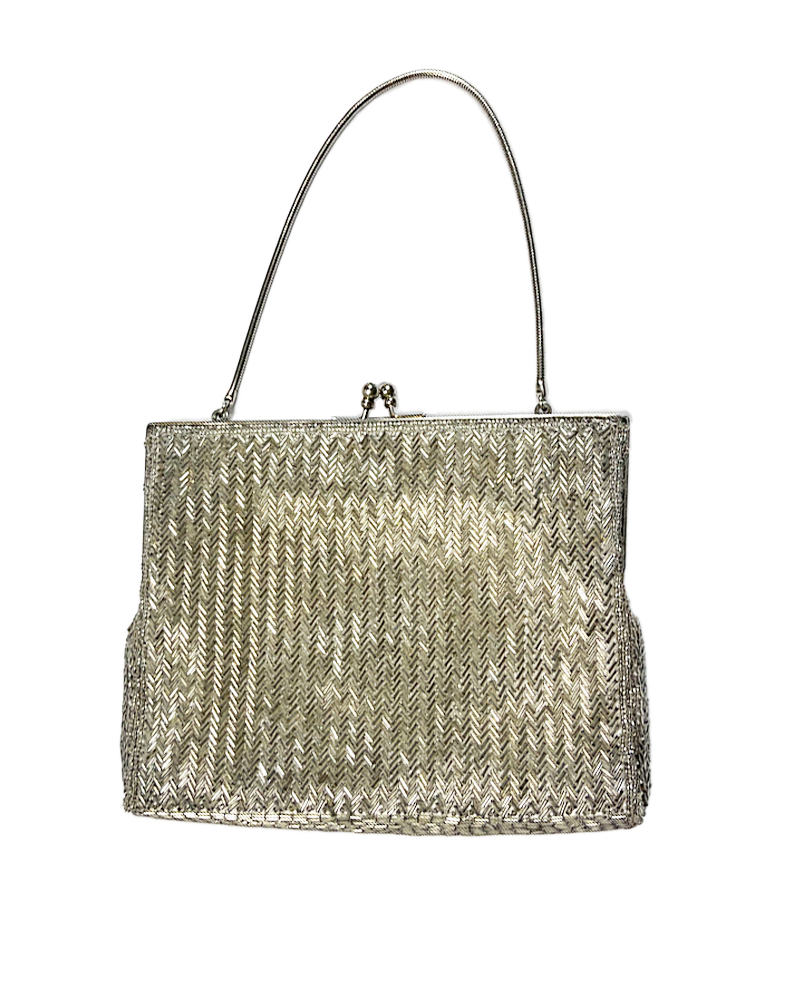 Silver Ellegant Embellished Mini Bag - Main