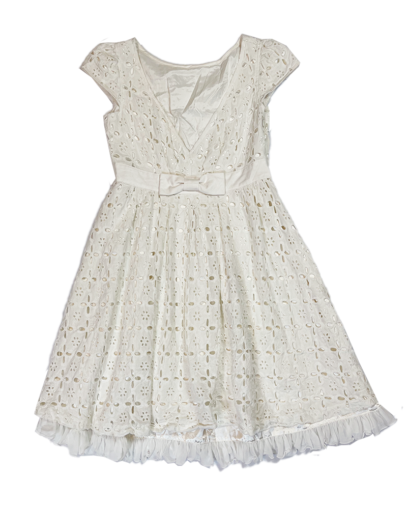 White Laise Romantic Mini Dress - Main