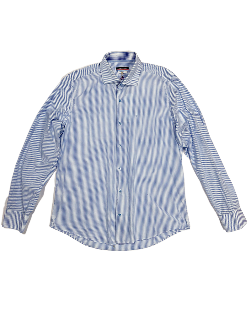 Striped White n Blue Pierre Cardin Shirt - Main