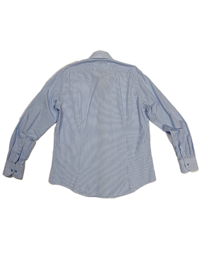Striped White n Blue Pierre Cardin Shirt - Detailed View
